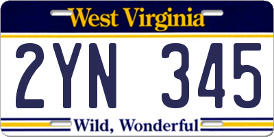 WV license plate 2YN345