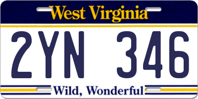 WV license plate 2YN346