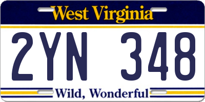 WV license plate 2YN348