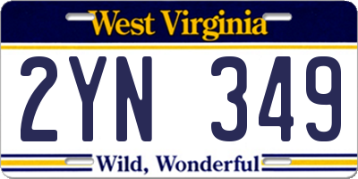 WV license plate 2YN349