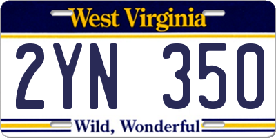 WV license plate 2YN350
