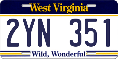 WV license plate 2YN351