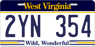 WV license plate 2YN354