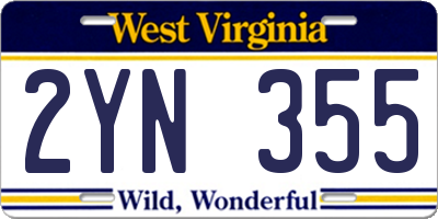 WV license plate 2YN355