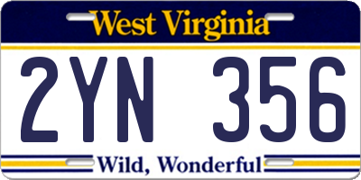 WV license plate 2YN356