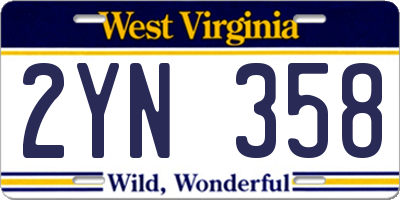 WV license plate 2YN358
