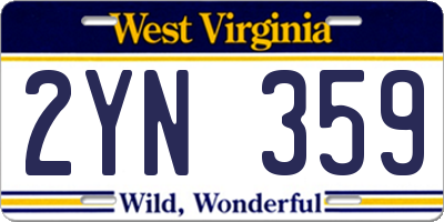 WV license plate 2YN359