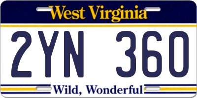 WV license plate 2YN360
