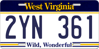WV license plate 2YN361