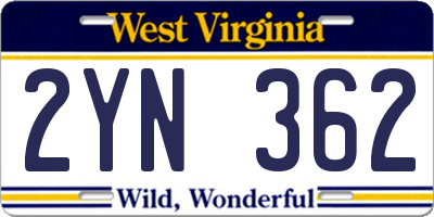 WV license plate 2YN362
