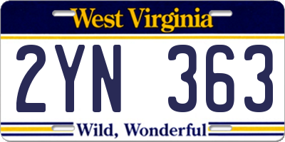 WV license plate 2YN363