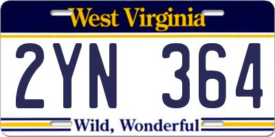WV license plate 2YN364