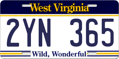 WV license plate 2YN365