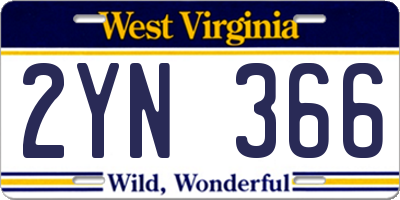 WV license plate 2YN366