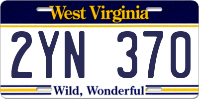 WV license plate 2YN370