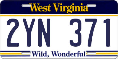 WV license plate 2YN371