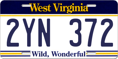 WV license plate 2YN372