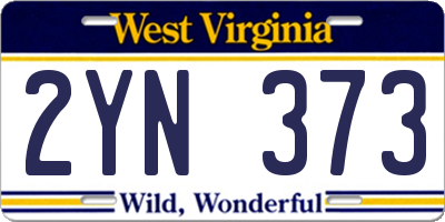 WV license plate 2YN373