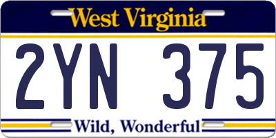 WV license plate 2YN375