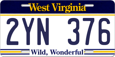 WV license plate 2YN376