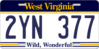 WV license plate 2YN377