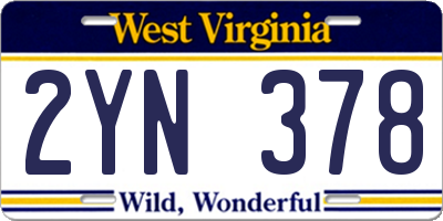 WV license plate 2YN378