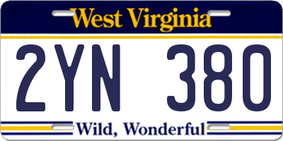 WV license plate 2YN380