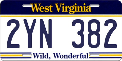 WV license plate 2YN382