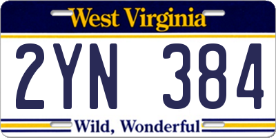 WV license plate 2YN384
