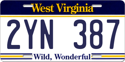 WV license plate 2YN387