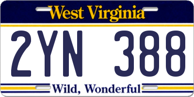 WV license plate 2YN388