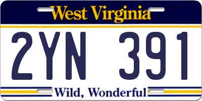 WV license plate 2YN391