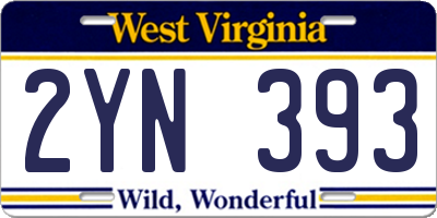 WV license plate 2YN393