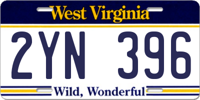 WV license plate 2YN396