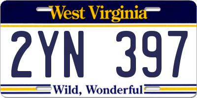 WV license plate 2YN397