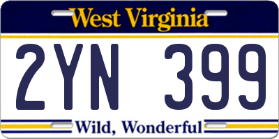 WV license plate 2YN399