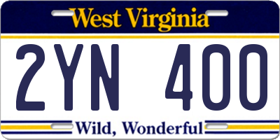 WV license plate 2YN400