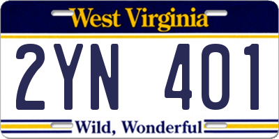 WV license plate 2YN401
