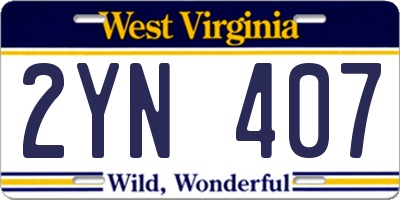 WV license plate 2YN407