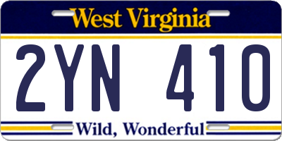 WV license plate 2YN410