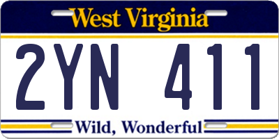 WV license plate 2YN411