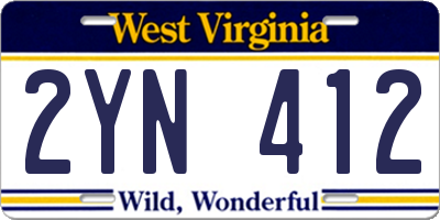 WV license plate 2YN412