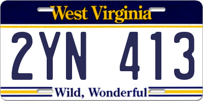 WV license plate 2YN413
