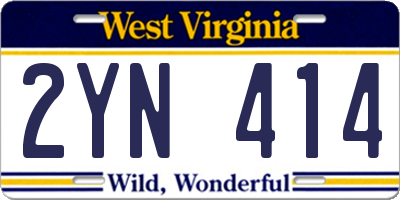 WV license plate 2YN414