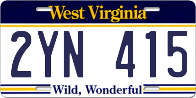 WV license plate 2YN415