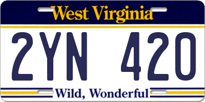 WV license plate 2YN420