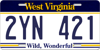 WV license plate 2YN421