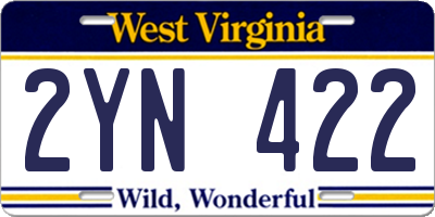 WV license plate 2YN422