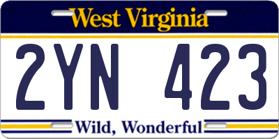 WV license plate 2YN423