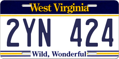 WV license plate 2YN424